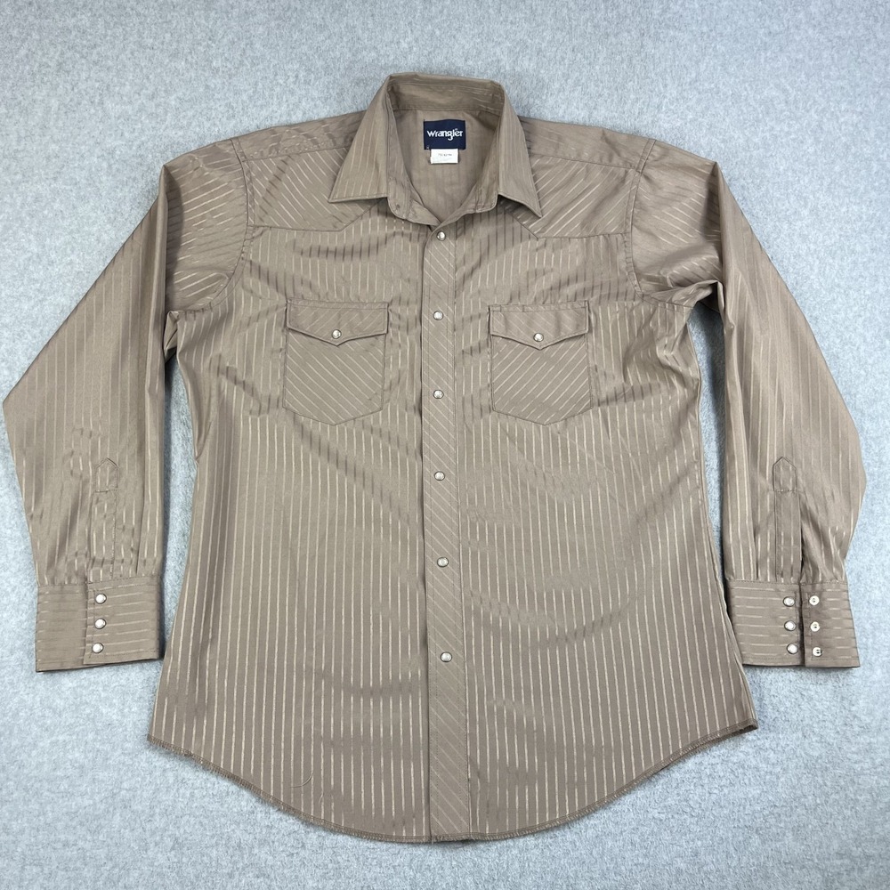Vintage Wrangler Pearl Snap Shirt Mens Large Western Shimmer Cowboy 75742TN